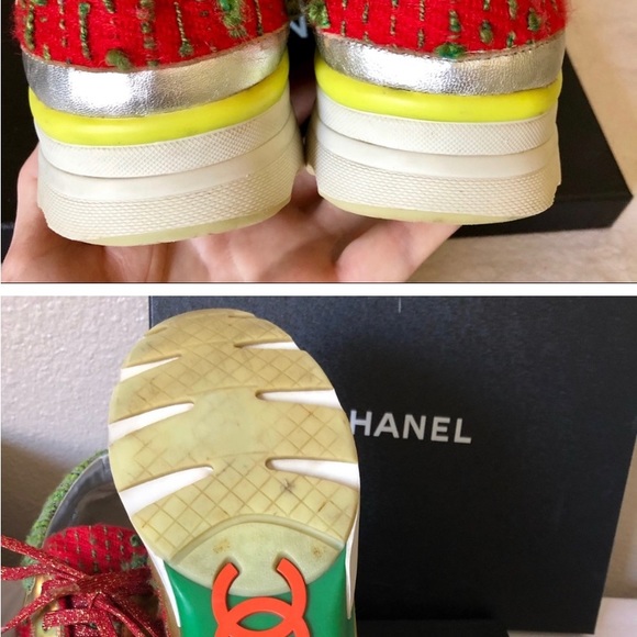 CHANEL TRAINERS TWEED SNEAKERS SIZE 42 LIMITED COLOR STYLE - Picture 4 of 6